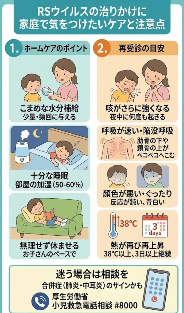 RSウイルスの治りかけに家庭で気をつけたいケアと注意点