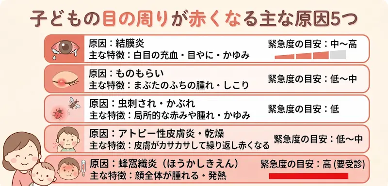 子どもの目の周りが赤くなる主な原因5つ_画像