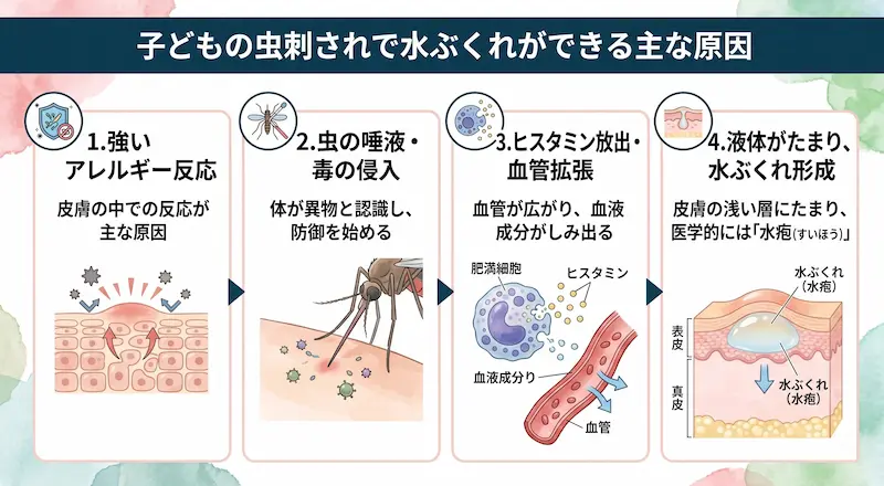 子どもの虫刺されで水ぶくれができる主な原因