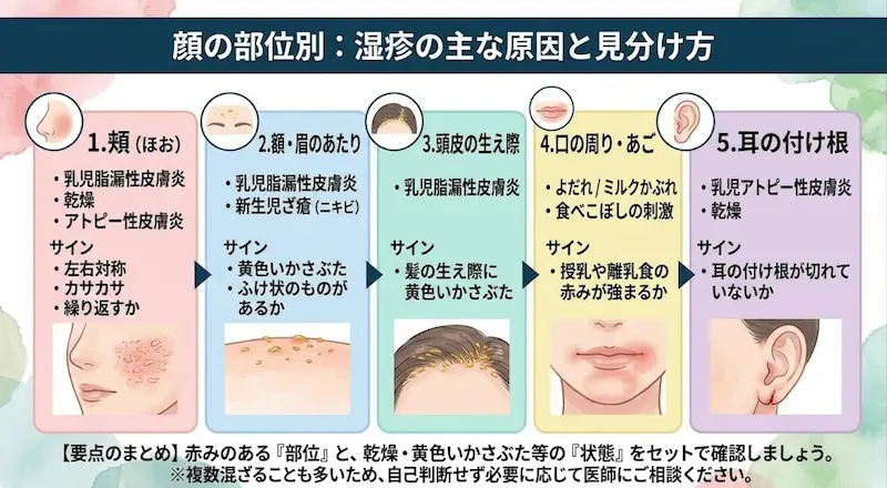 顔の場所別｜湿疹が出やすい部位と考えられる原因