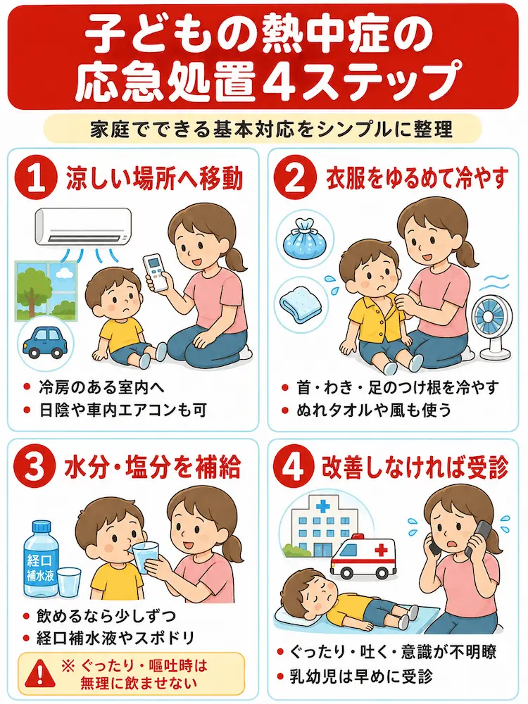 子どもが熱中症になったときの応急処置4ステップv2