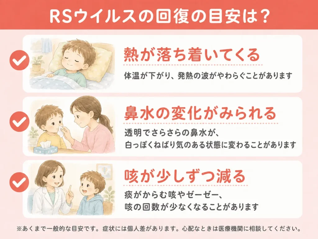 子どものRSウイルスの治りかけに見られる3つの症状