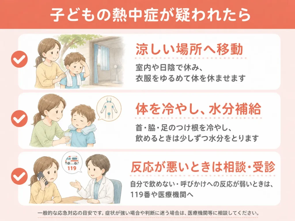 子どもの熱中症が疑われたときの応急処置5ステップv2
