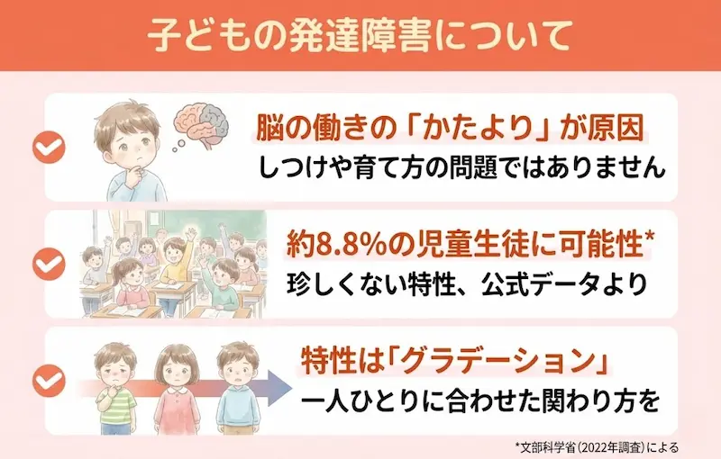 子どもの発達障害に関する説明図
