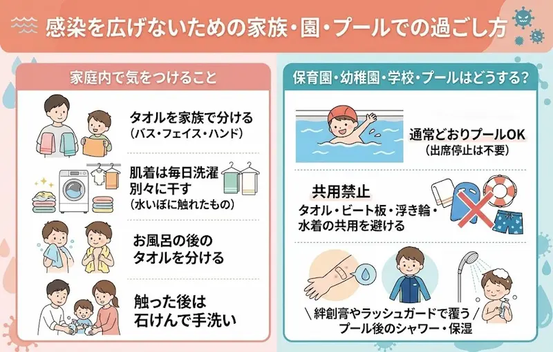 感染を広げないための家族・園・プールでの過ごし方