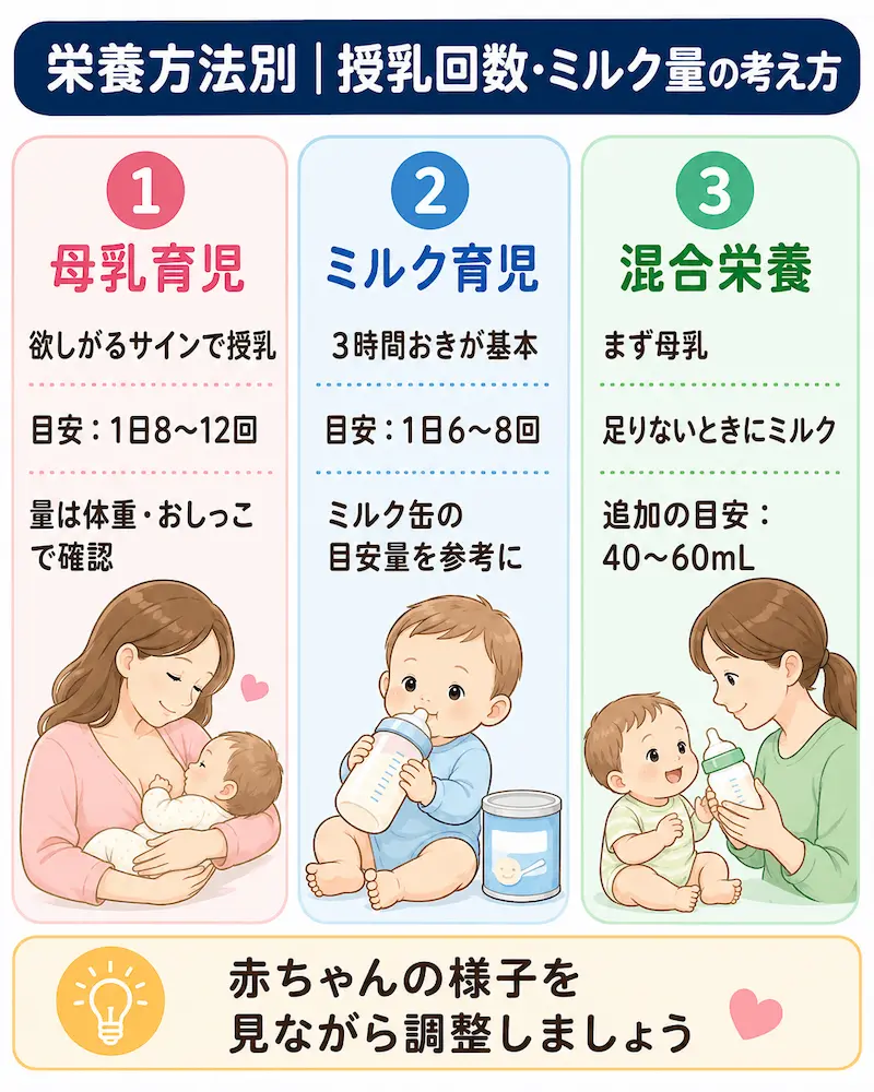 新生児_栄養方法別：授乳の考え方・回数v2