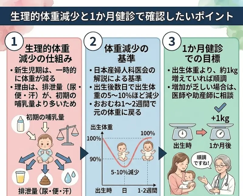 生理的体重減少と1か月健診で確認したいポイント