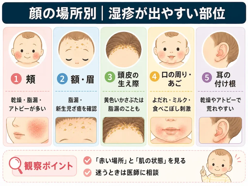 顔の場所別｜湿疹が出やすい部位と考えられる原因v2