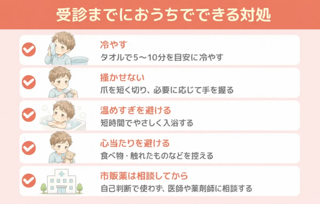 受診までにおうちでできる対処_まとめ画像