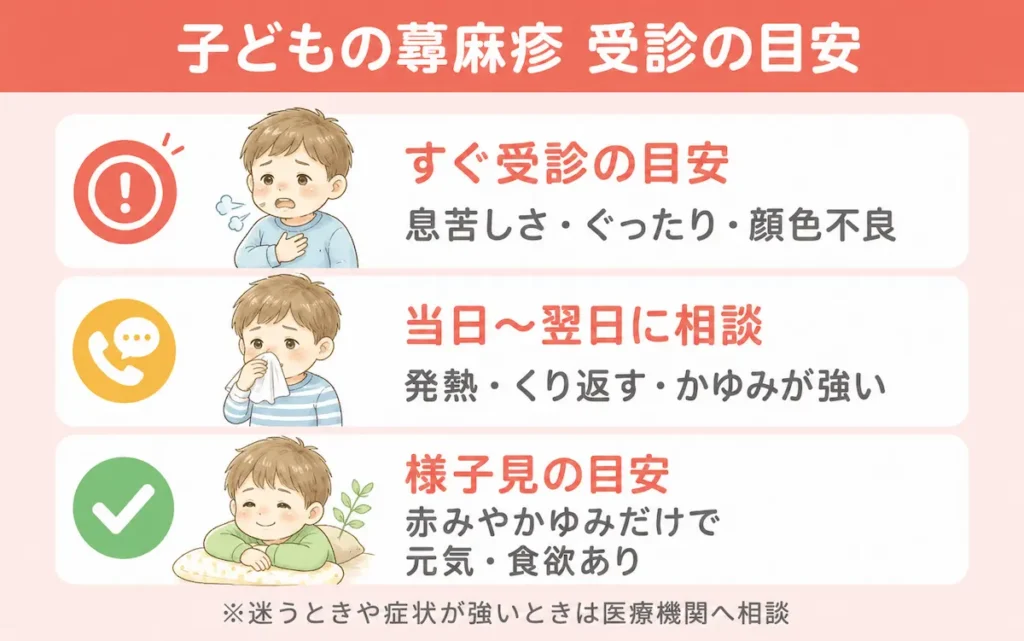 子どもの蕁麻疹の受診の目安_まとめ画像