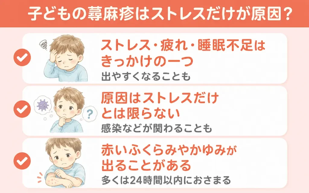 子どもの蕁麻疹はストレスが原因になるの？_まとめ画像