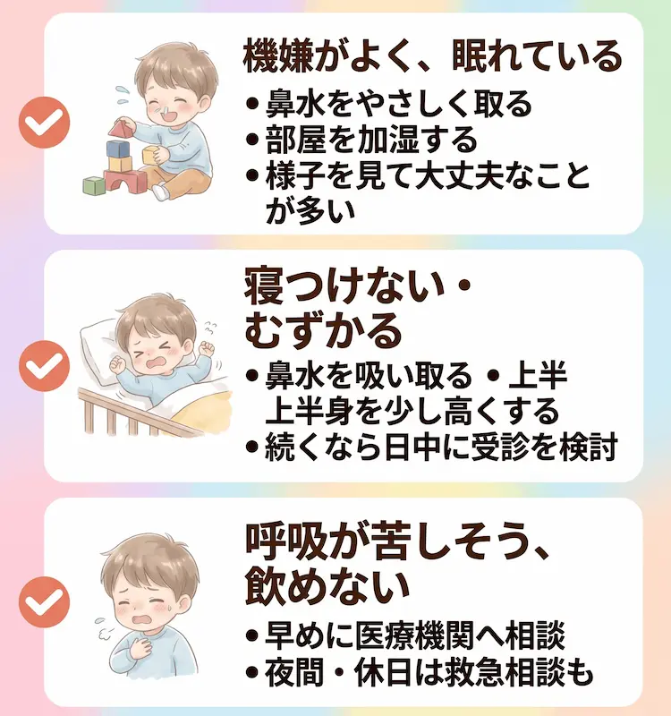 子どもの鼻づまりで最初に確認したいこと_まとめ画像
