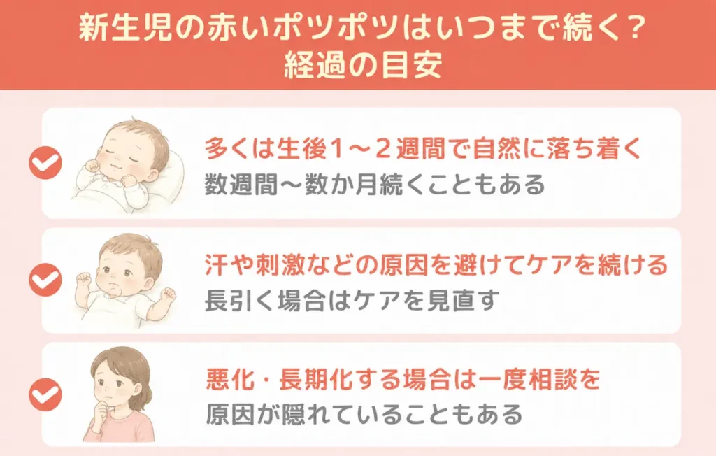 新生児の赤いポツポツはいつまで続く？経過の目安_まとめ画像