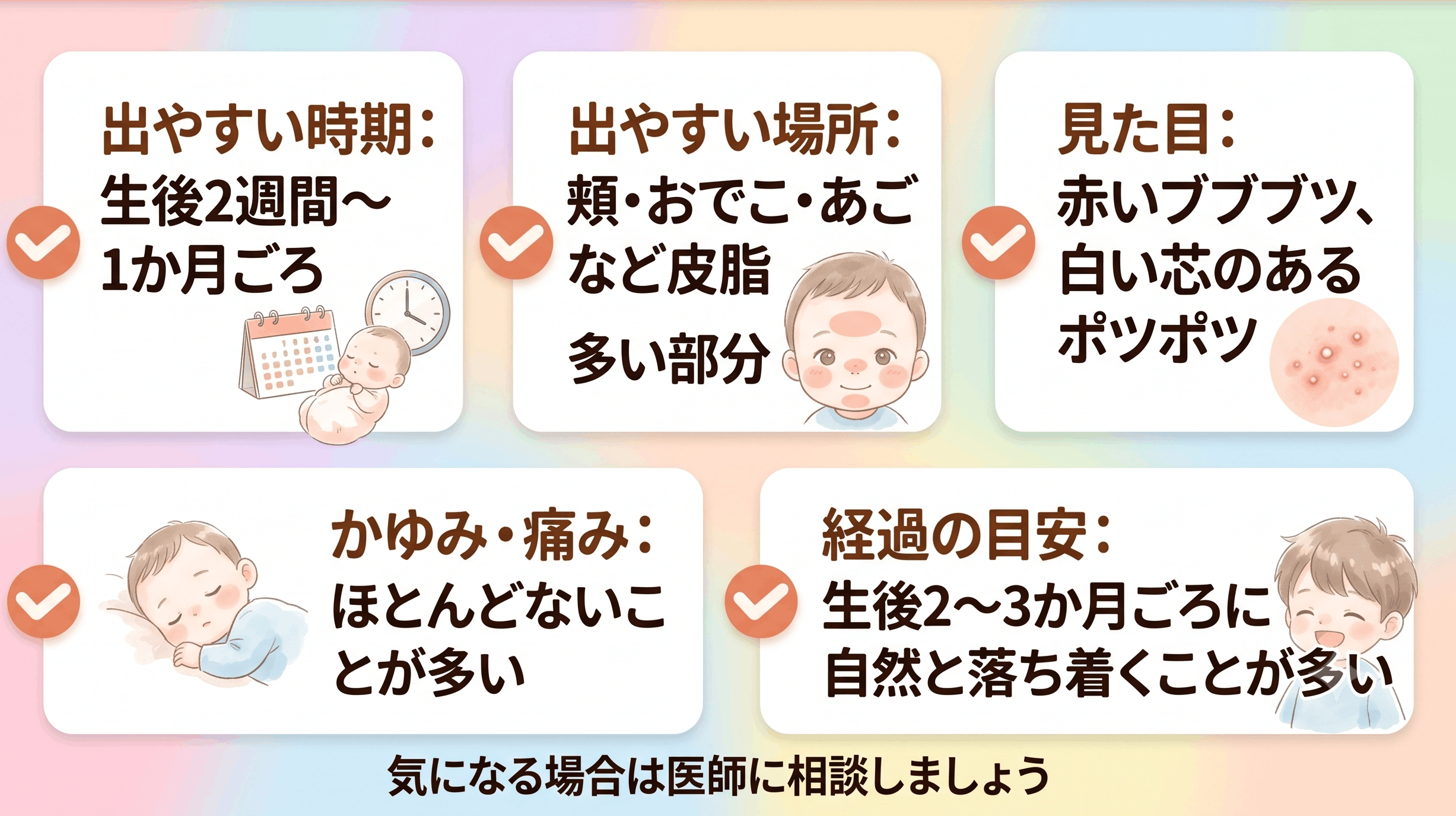 新生児ニキビの特徴と見分け方_まとめ画像