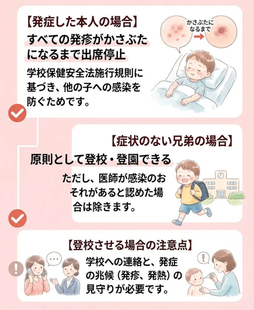 水疱瘡の兄弟は登校していい？症状がなければ登校できるのが基本_まとめ画像