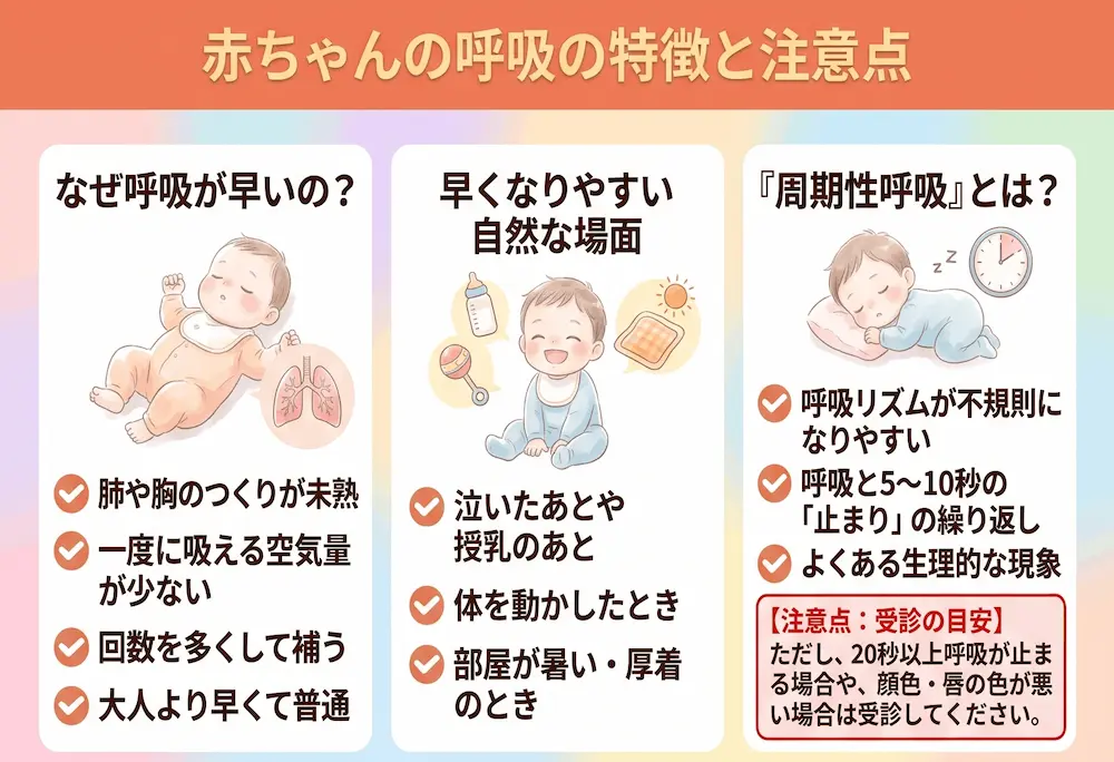 赤ちゃんの呼吸が早いをまとめた画像