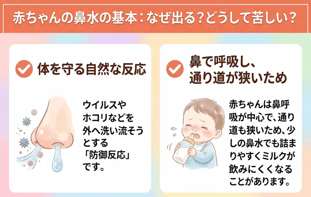 赤ちゃんの鼻水が出る理由_まとめ画像