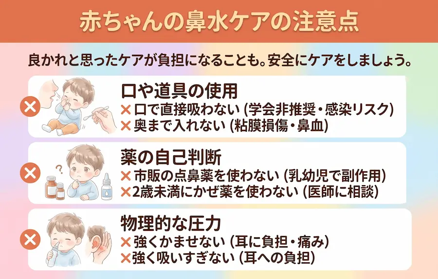 赤ちゃんの鼻水でやってはいけないこと_まとめ画像
