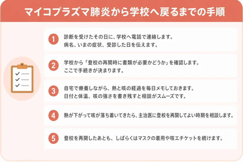マイコプラズマ肺炎から学校へ戻るまでの手順_まとめ画像