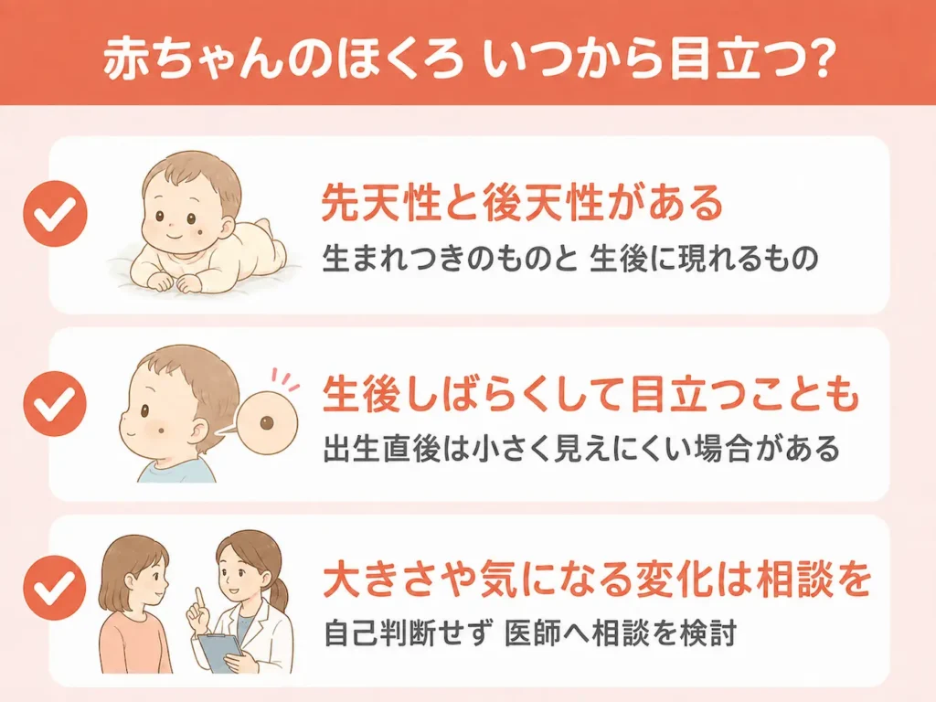 赤ちゃんのほくろはいつからできる？先天性と後天性の違い_まとめ画像